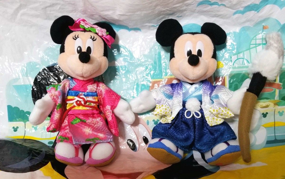 【お顔厳選/送料無料】ミッキー&ミニー ぬいぐるみバッジセット ※タグ無『ディズニーのお正月2020』ぬいぐるみ付きアクセサリー
