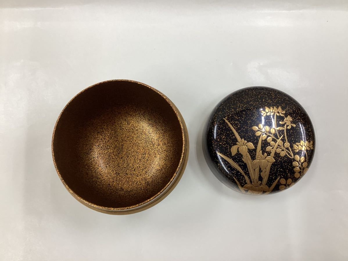 桜舞う季節 【一成作 銀地月に雁 平棗 共箱 二重箱】漆器 茶道具 骨董