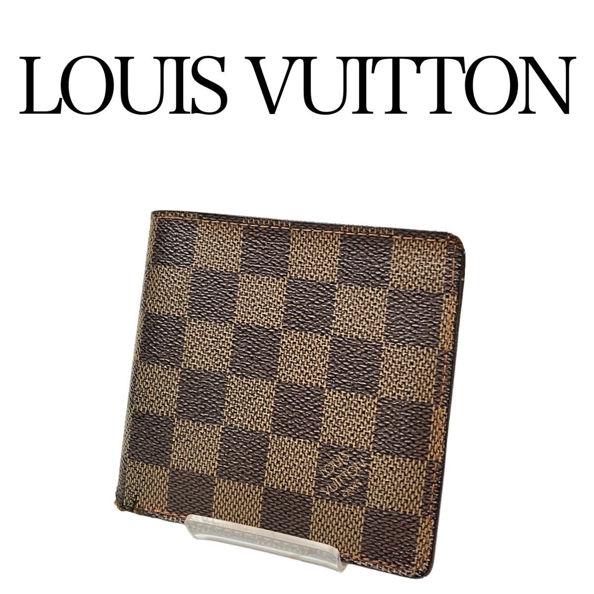 ルイヴィトン Vuitton ダミエ 二つ折り財布 コンパクト ブラウン