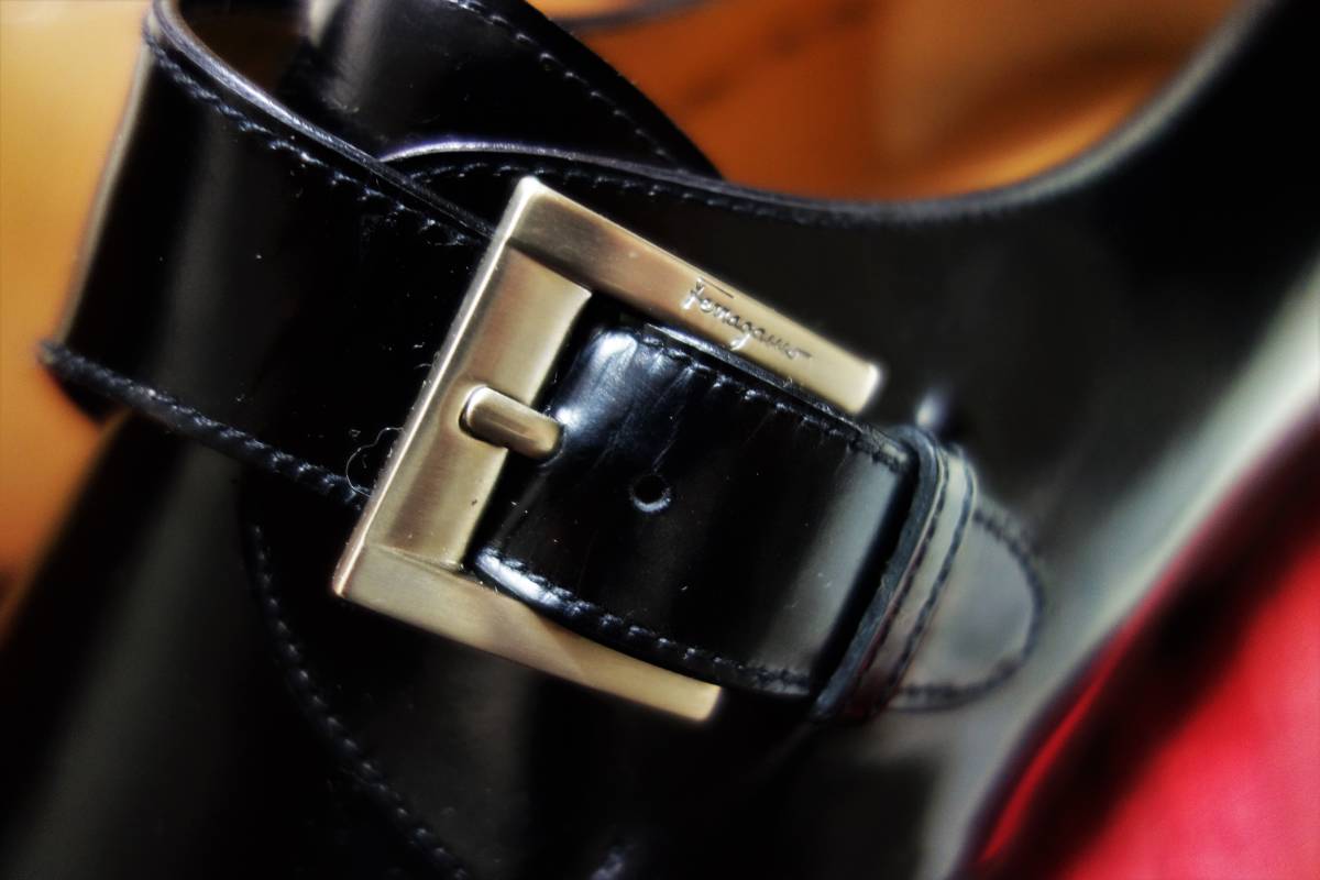  regular price 12 ten thousand jpy unused goods Salvatore Ferragamo strap business shoes 8EE( Japan size 26cm) black 