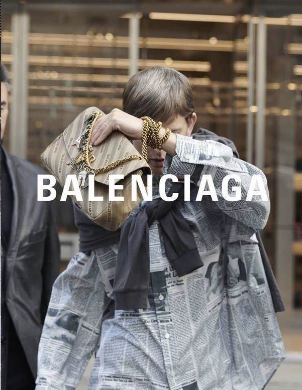 BALENCIAGA 18SS ニュースペーパーシャツ × ロンT ドッキングトップ