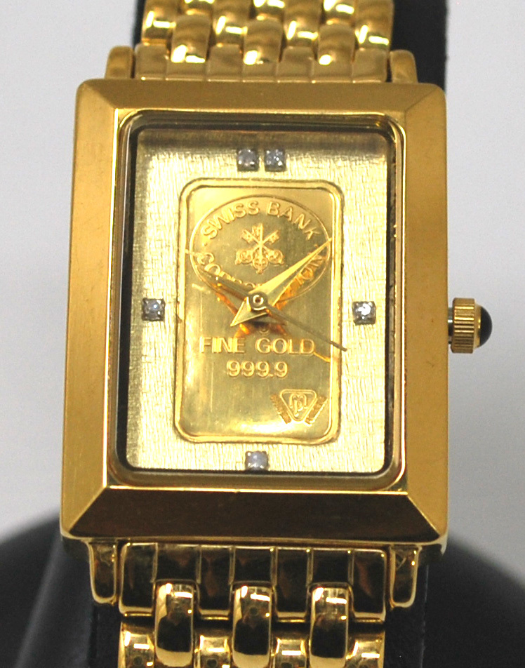 Swiss Bank 999.9 金製 腕時計 SWISS BANK】スイスバンク ファインゴールド 999.0 文字盤 純金