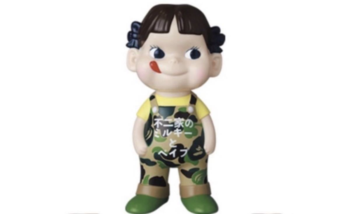 ペコちゃん 人形 ソフビ グリーン ベイプ FUJIYA BAPE X FUJIYA CAMO PEKO SOFUBI GREEN メディコムトイ 不二家ペコちゃんの画像1