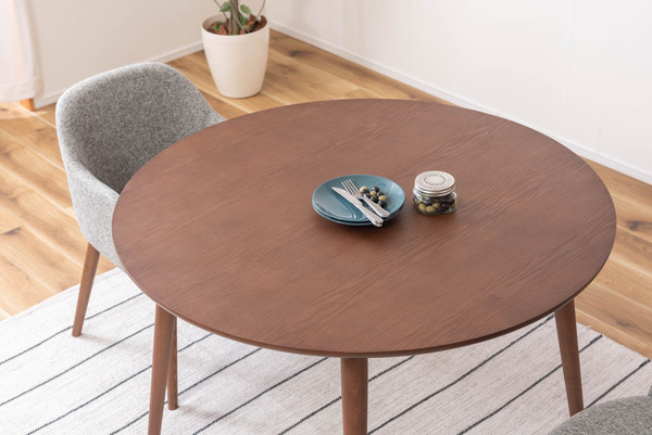 ダイニングテーブル ブラウン色　木製 円形 110cm 丸形 サークル 円形ダイニングテーブル カラメリ