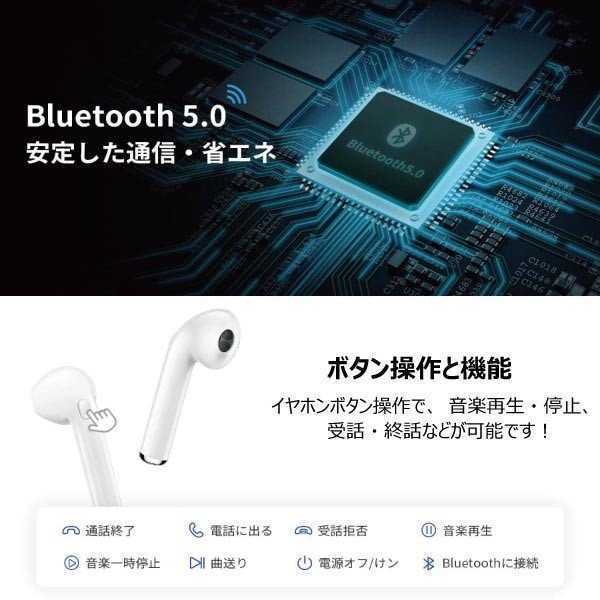 PayPayフリマ｜最新ver ワイヤレス イヤホン ホワイト Bluetooth iPhone i7s-TWS Android ペアリング 高音質