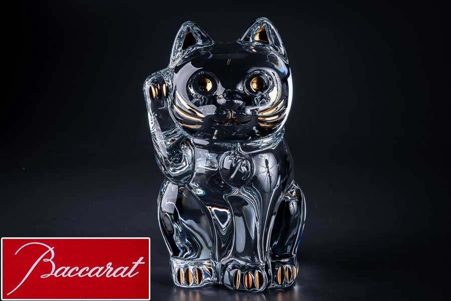 【Baccarat】『 バカラ クリスタルガラス まねき猫 Lucky Cat ラッキーキャット XL サイズ フィギュリン 保証書 箱付 13611 』