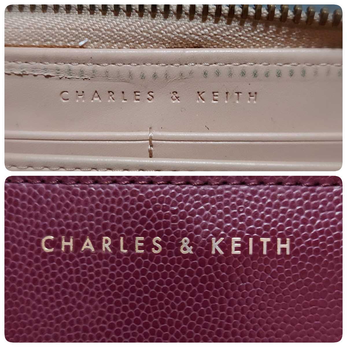 箱　保存袋　カード付き　チャールズ&キース　CHARLES & KEITH　ラウンドファスナー長財布