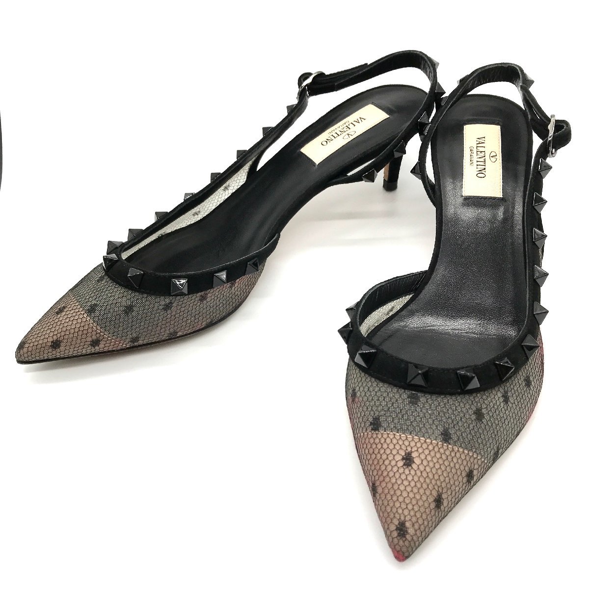 ギフト】 VALENTINO ヴァレンティノ カラバーン レース スタッズ