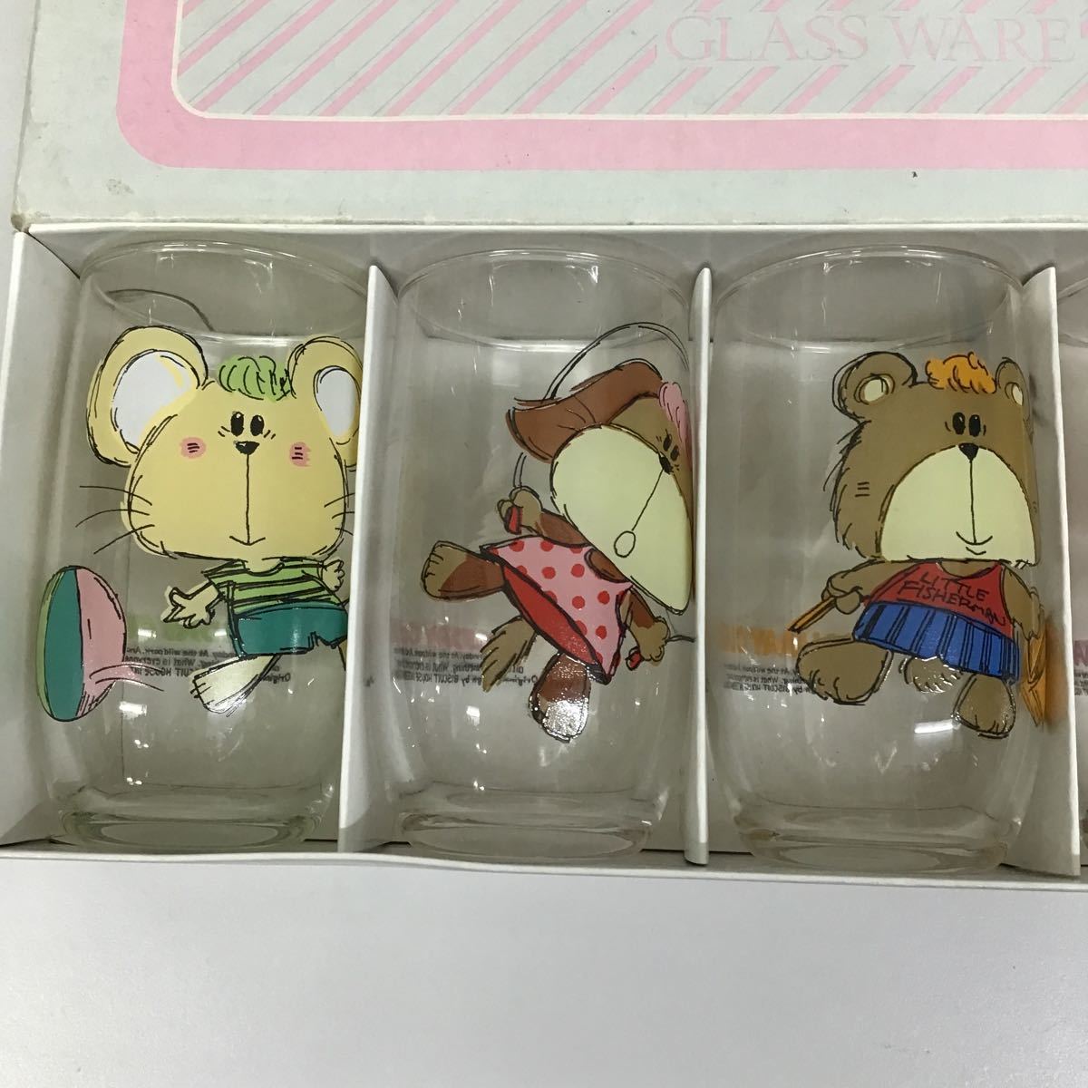 ガラスコップ グラス DECORATED TUMBLER SET グラスセット 昭和レトロ 当時物 HOLIDAY CLUB タンブラー_画像2