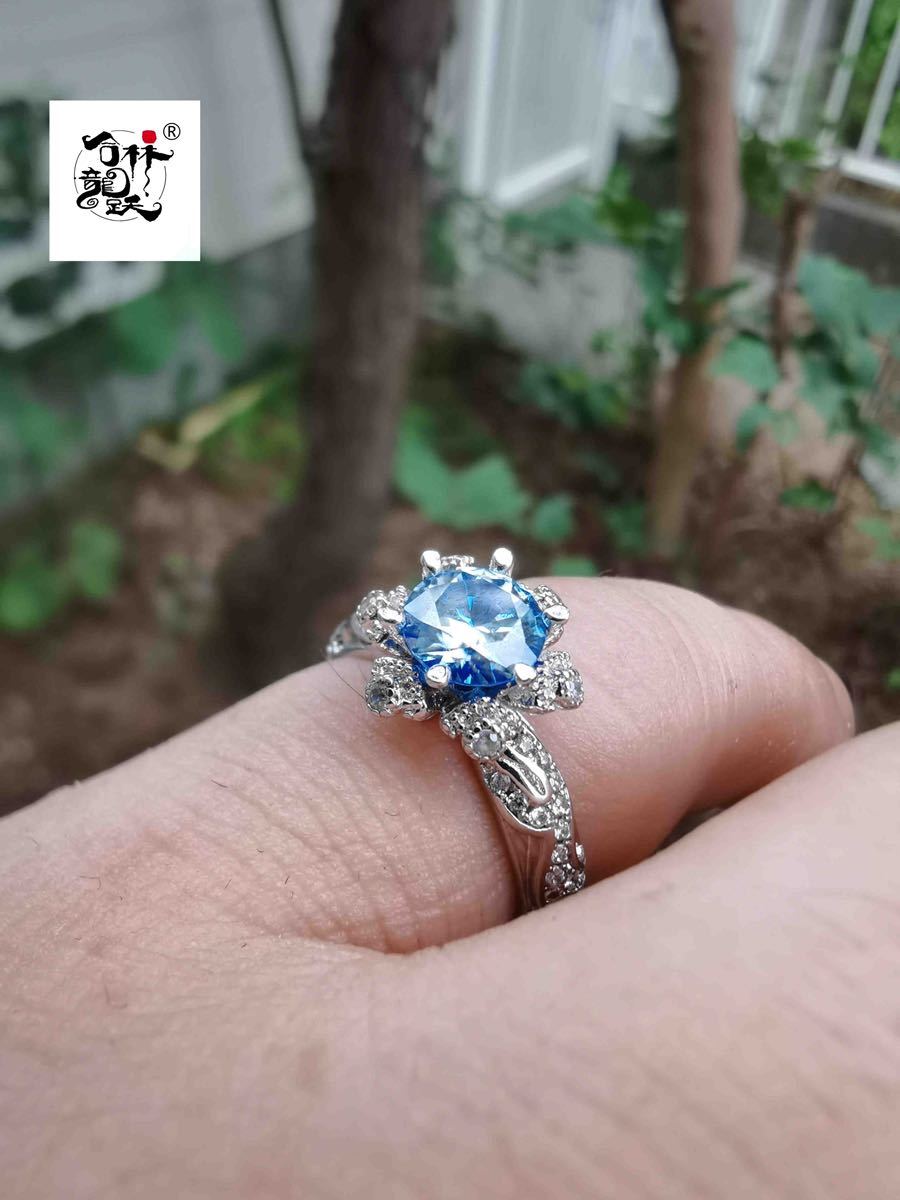 取扱店舗限定アイテム 天然 モザン ブルー ダイヤモンド 指輪 リング 通販