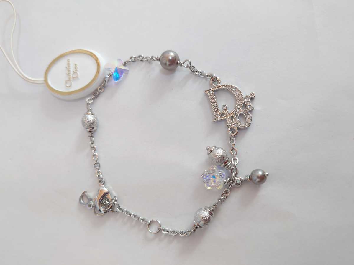 Christian Dior クリスチャン・ディオール ブレスレット シルバー色 ラインストーン 美品 ほぼ未使用 ボール デザイン