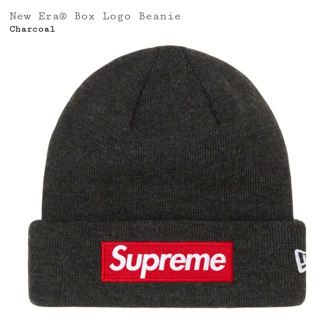 国内即発送】 21FW 21AW Supreme NEW ERA Box logo beanie charcoal