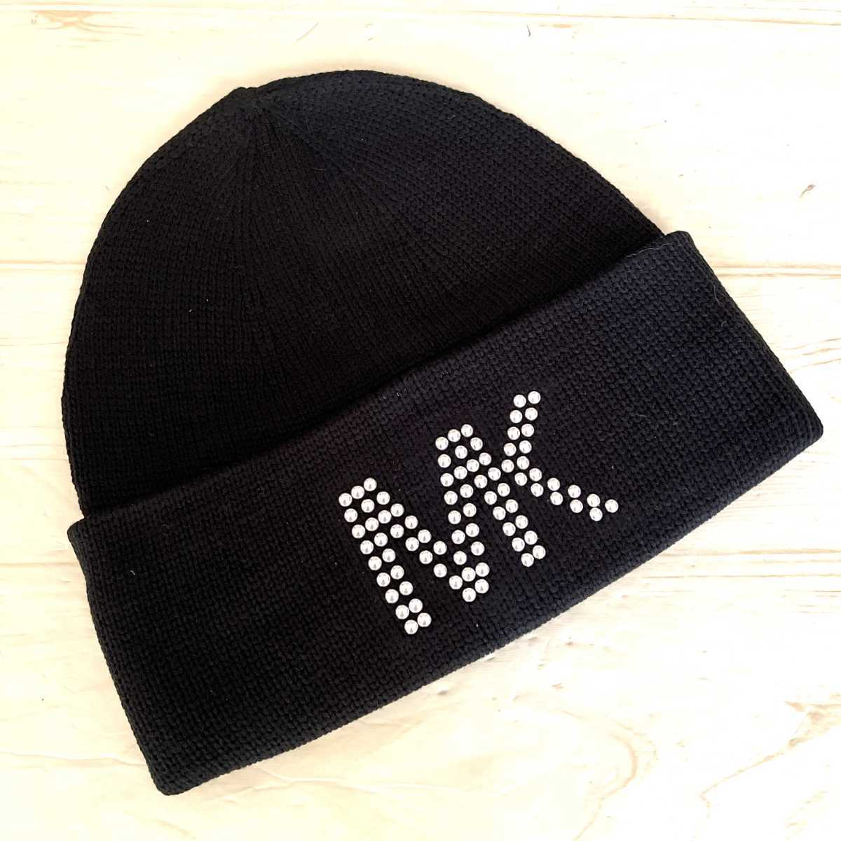 MK マイケルコース スタッズ ロゴ ニット帽 帽子 ニットキャップ 