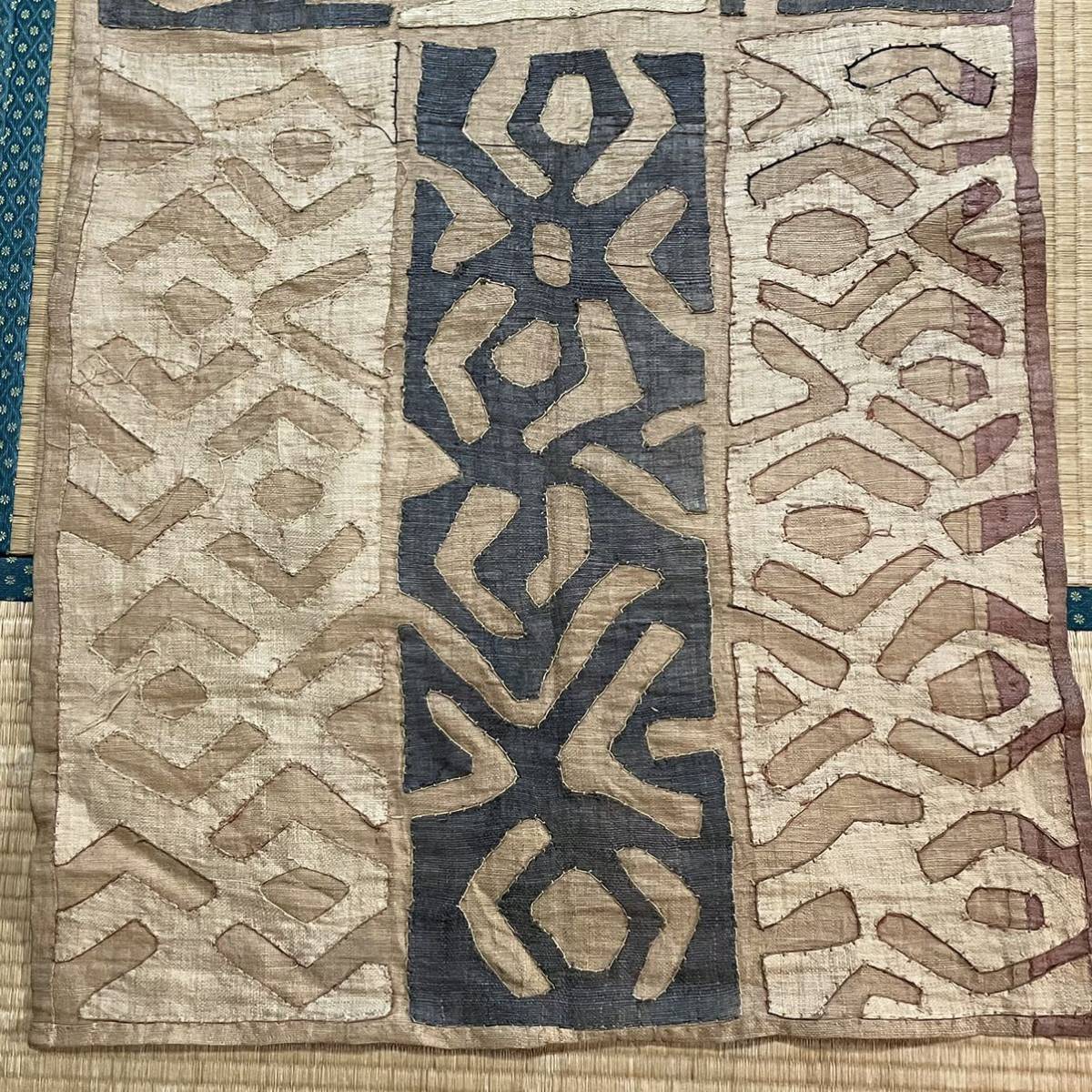 クバクロス クバ布 ラフィア 444×70cm アフリカ アンテーク-