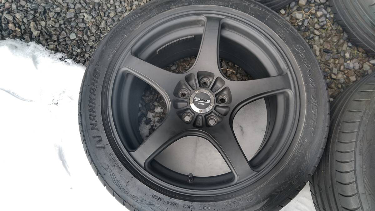 225/50R17溝ありNANKANG2020年ENKEI 9j 8j　マットブラック　黒アルミホイール4本セットスカイライン　フェアレディ　RX8　きれい稀少レア_画像4