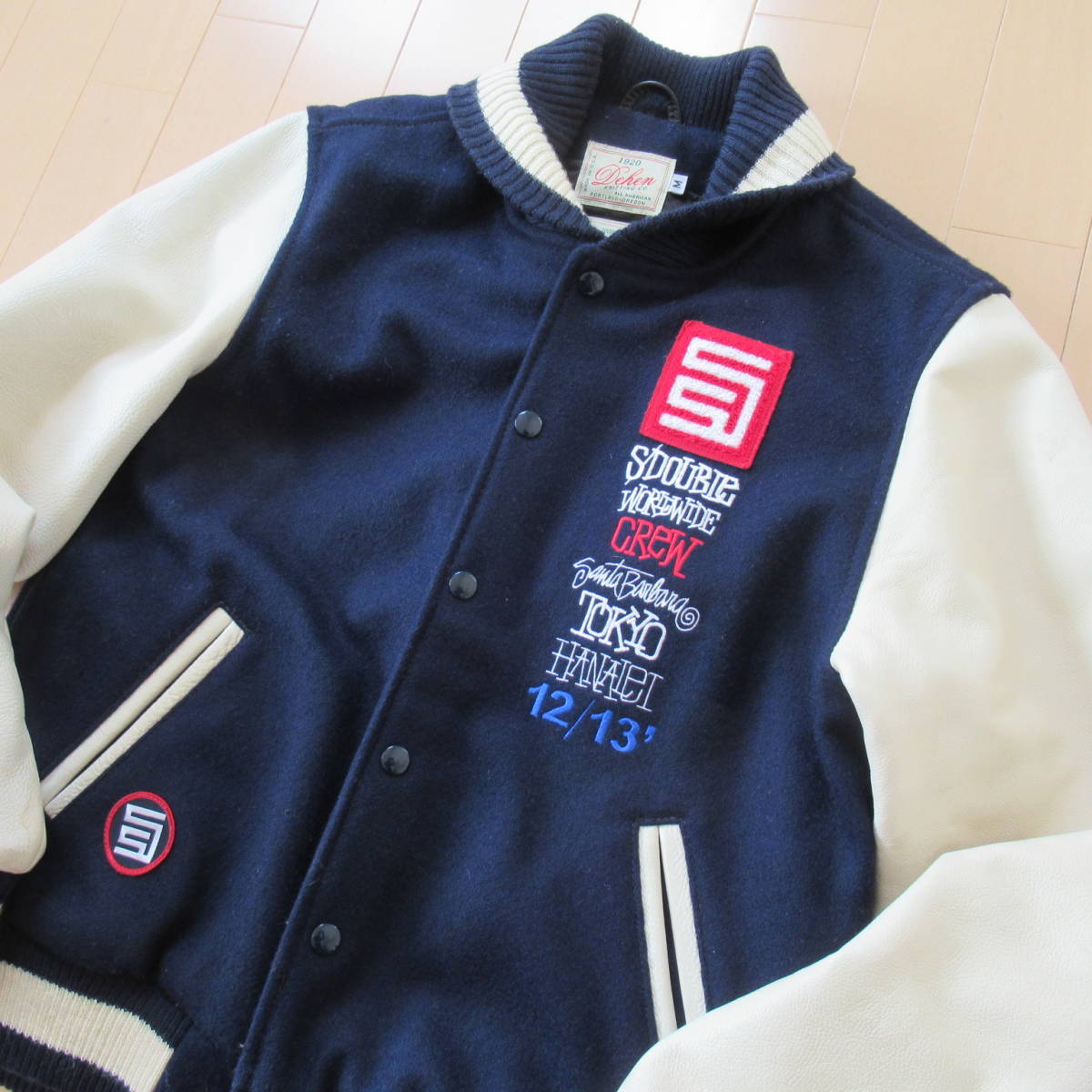 ★即決送込★ M USA製 S/double スタジャン shawn stussy ステューシー dehen varsity jacket エスダブル ジャンパー 革ジャン レザー l xl