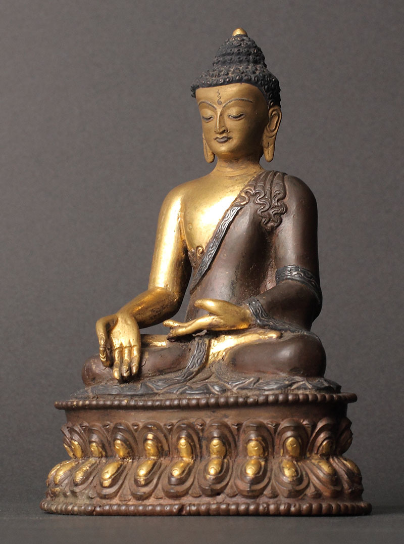 時代 鍍金仏（仏像 チベット 藏佛 仏教 オブジェ 置物 座像 古物 ）_画像2