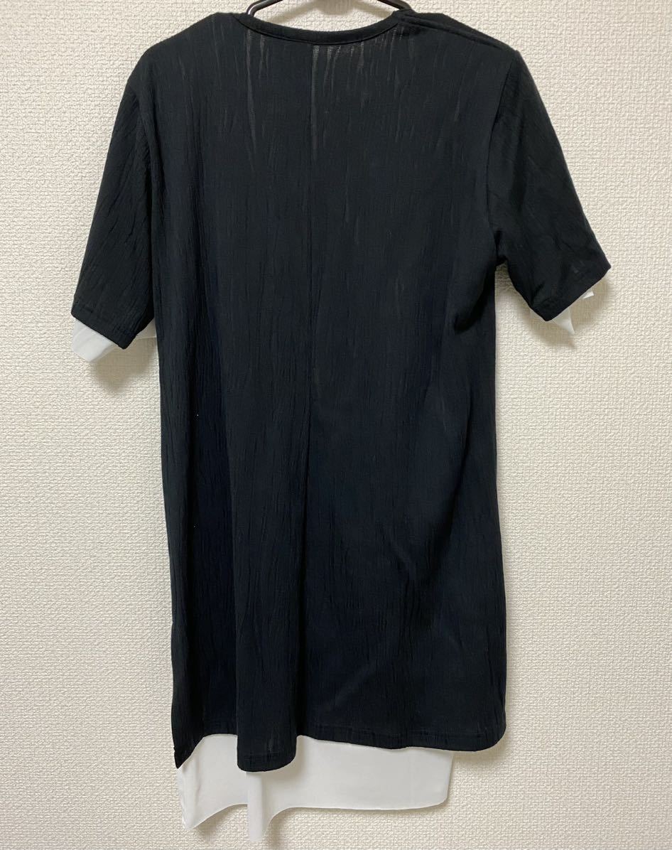 kiryuyrik ジャガード レイヤードTシャツ 黒×白 売れ筋がひ贈り物