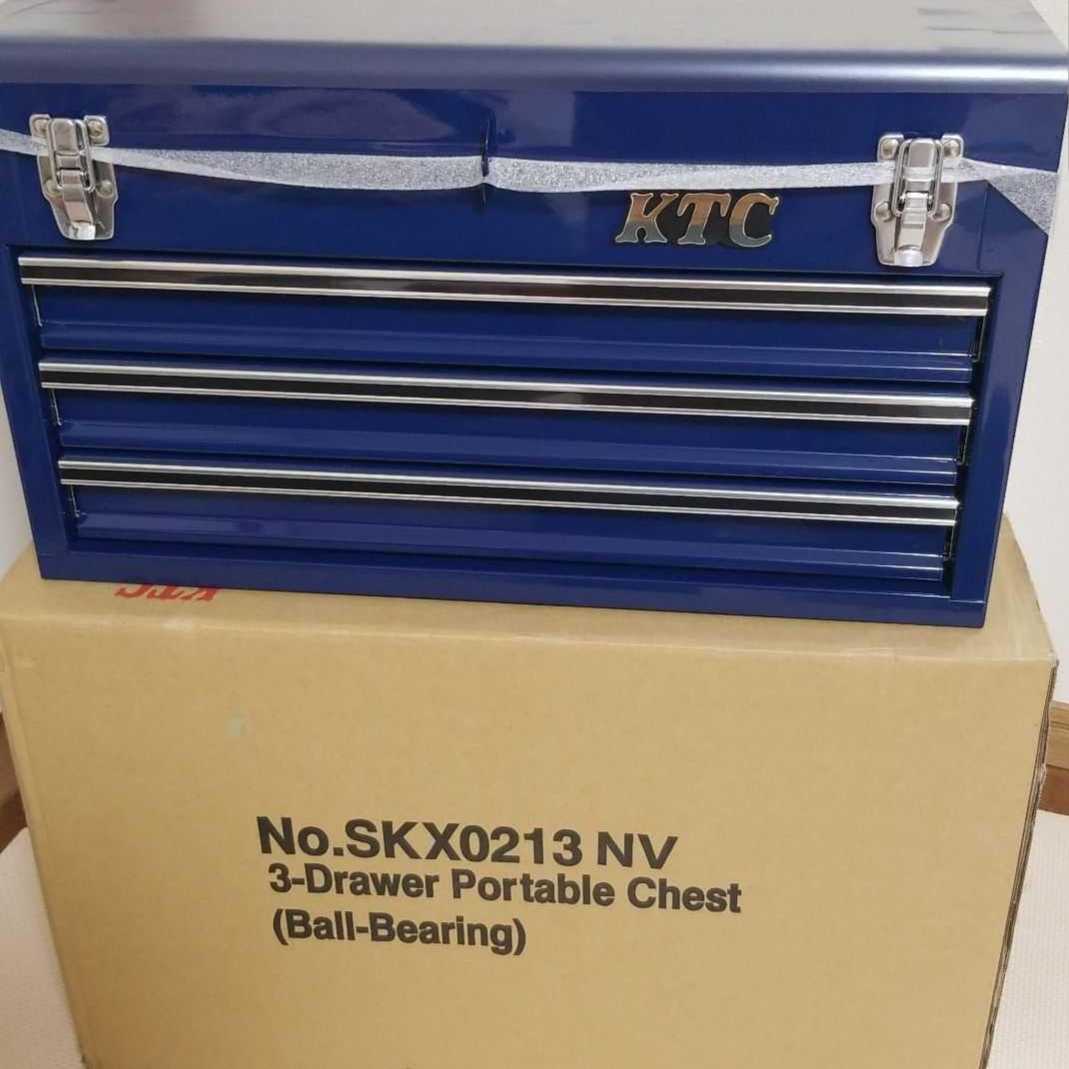 KTC 3段引き出し工具箱 チェスト ツールボックス ネイビー 新品 トレー付き
