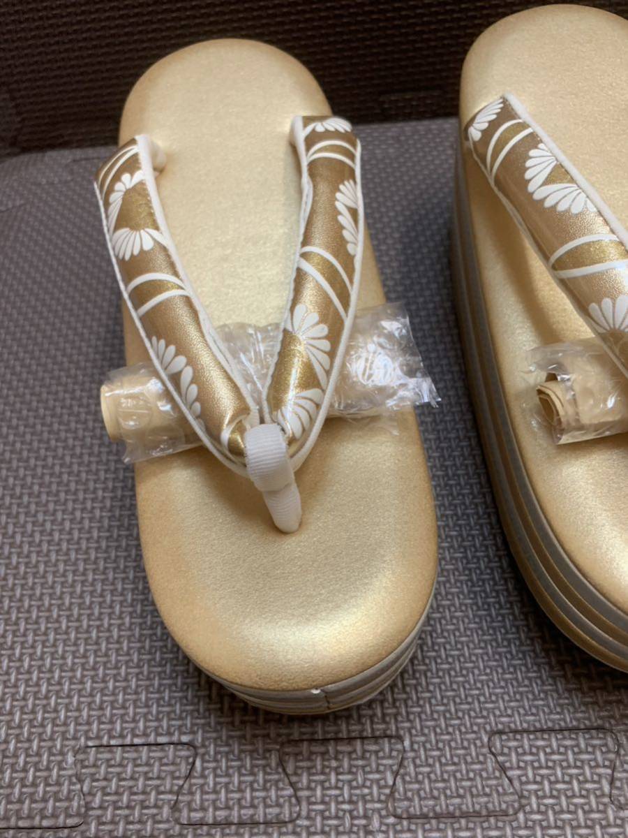 草履バッグセット 和装小物 きもの 振袖 和装バッグ 成人式 和装草履 七宝 金色 訪問着 4段 L寸 日本製_画像8