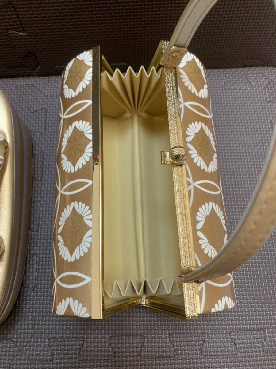 草履バッグセット 和装小物 きもの 振袖 和装バッグ 成人式 和装草履 七宝 金色 訪問着 4段 L寸 日本製_画像5