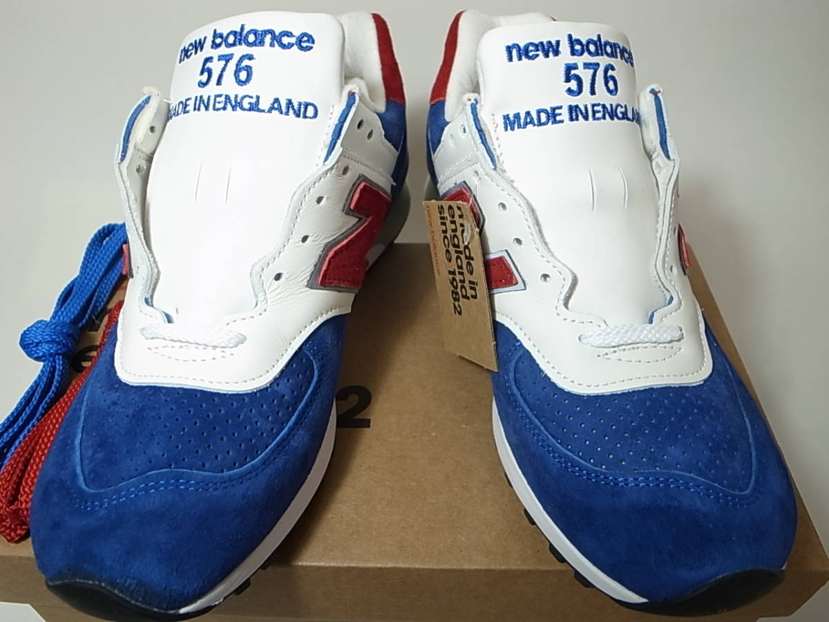 【送料無料 即決】NEW BALANCE UK製 M576RBW 26cm US8新品 30周年記念トリコロールパック限定オールレザー青赤白 スエード30th Anniversary_画像5