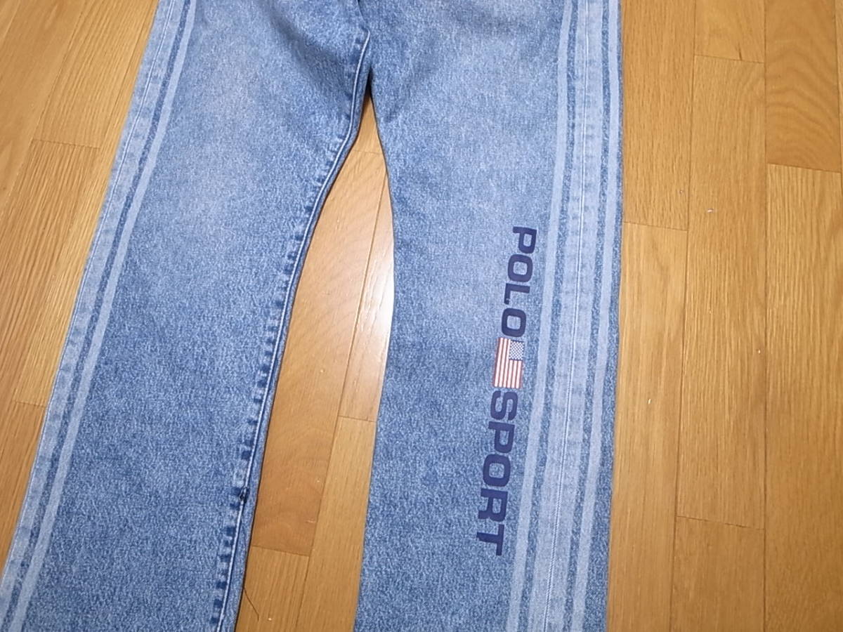 【送料無料 即決】 POLO SPORT RALPH LAUREN 復刻ポロスポーツ ラルフローレンVARICK SLIM STRAIGHT JEANS 36x32 ロゴLOGO デニム ジーンズ