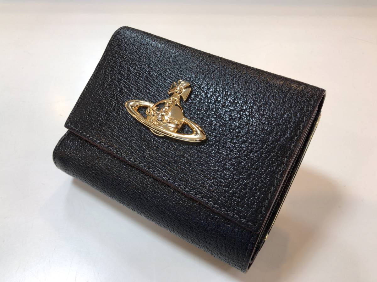 VIVIENNE WESTWOOD ヴィヴィアンウエストウッド 3218C921 3つ折り財布 レザーウォレット ブラック JS-333838_画像2