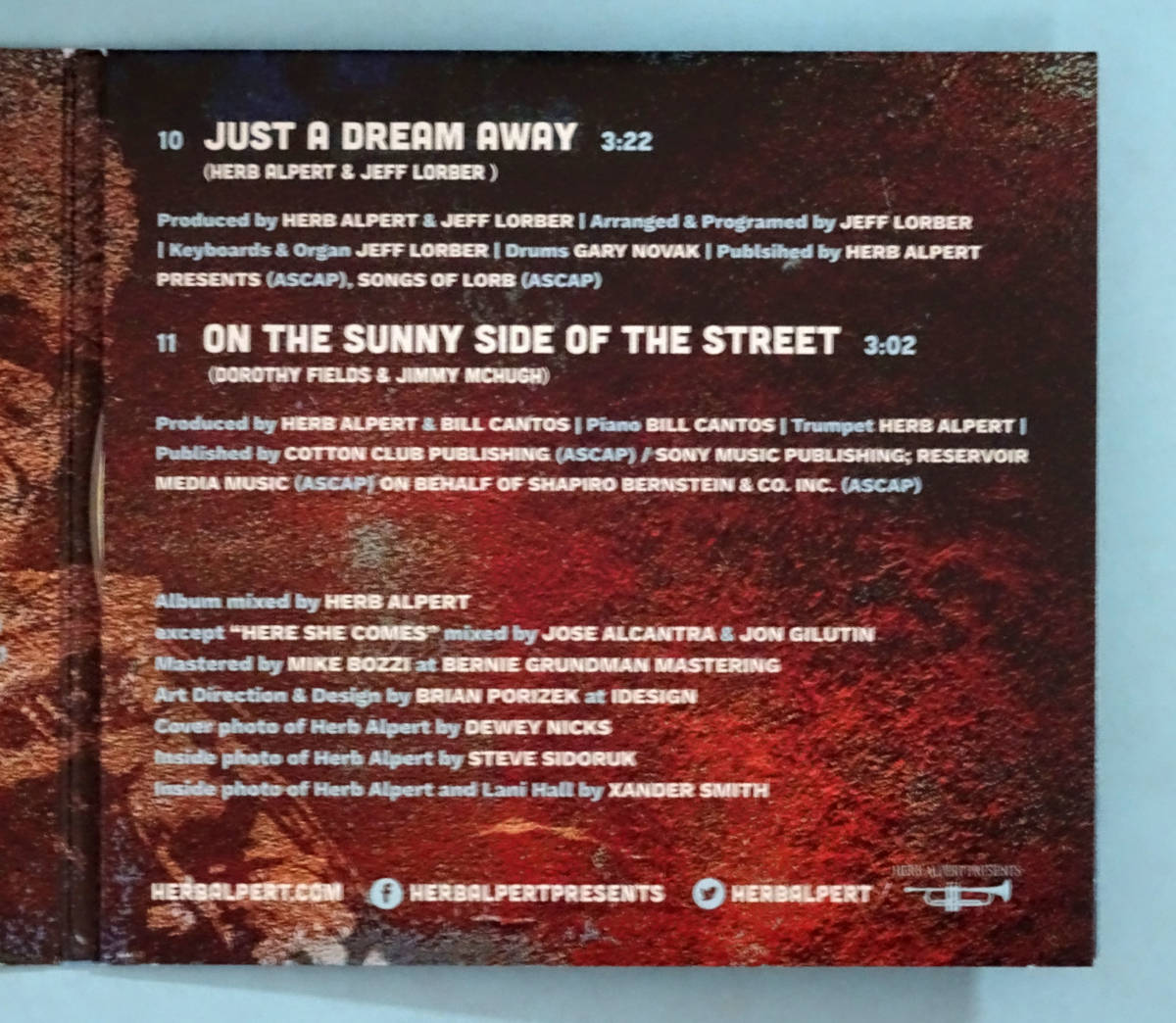 即決【送料無料】CD ハーブアルパート/Herb Alpert「Sunny Side Of The Street」【輸入盤】美品_画像5
