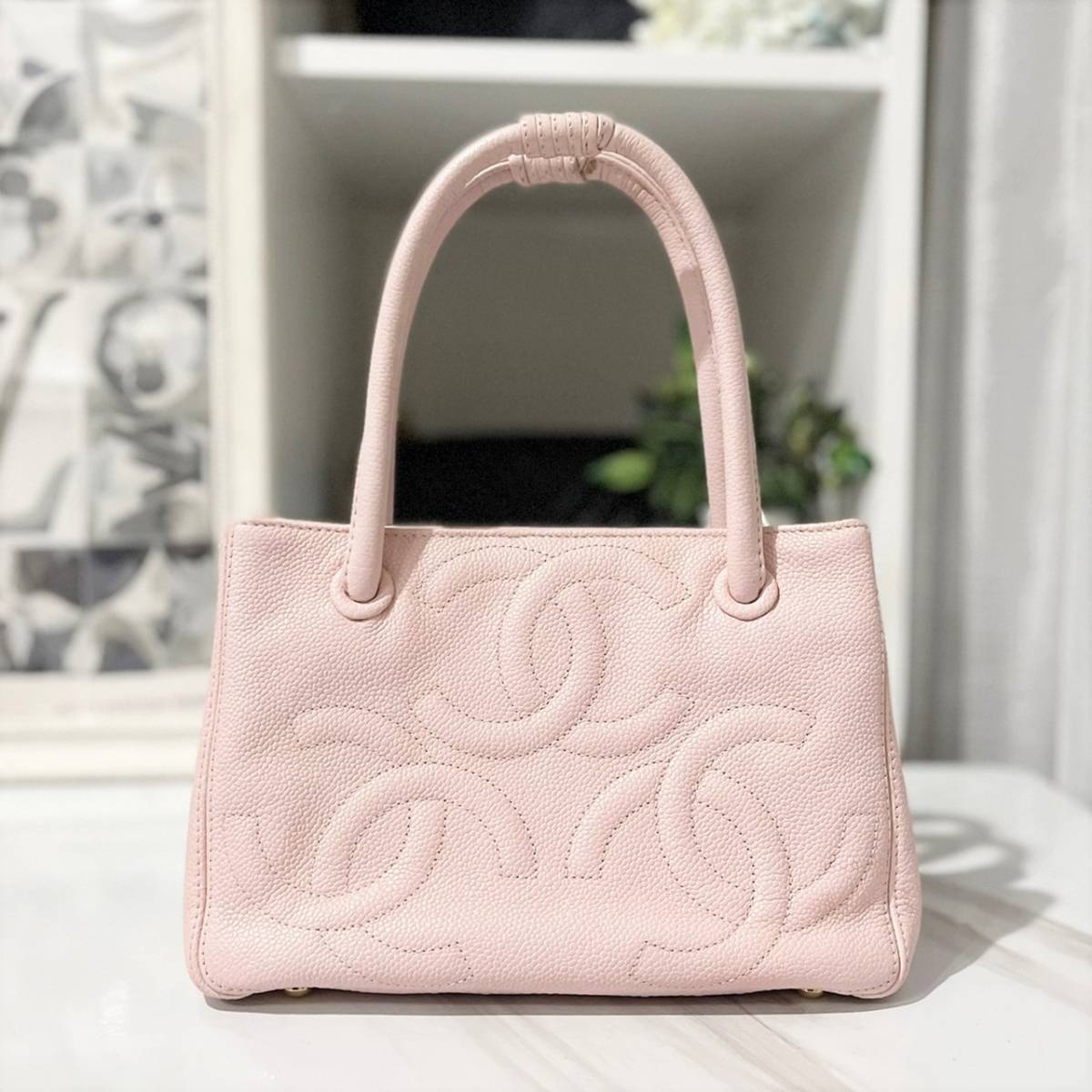 CHANEL】シャネル トリプルココマーク マットキャビアスキン