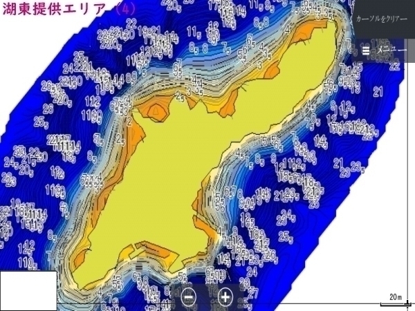 H31.1作成（Ver1.0）　ローランス魚探用琵琶湖湖東広域マップ（LOWRANCE REEFMASTER AT5ファイル）_LOWRANCE HDS 魚探画面