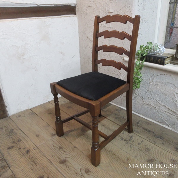 イギリス アンティーク 家具 ダイニングチェア 椅子 イス ラダーバック 店舗什器 カフェ 木製 オーク 英国 DININGCHAIR 4969d