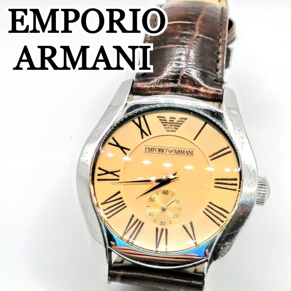 EMPORIO ARMANI メンズ 腕時計 エンポリオ アルマーニ AR0645 アナログ レザー ステンレス クォーツ ブラウンベルト スモールセコンド 革