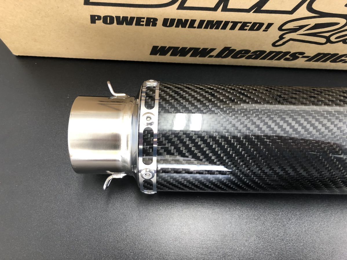 美品 BEAMS BMS-R 汎用サイレンサー Φ89×300mm 差込Φ60.5mm カーボン