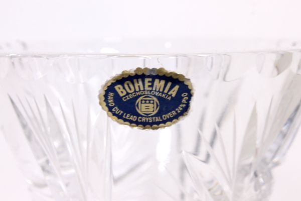 ●美品 ヴィンテージ BOHEMIA GLASS ボヘミアグラス クリスタル ガラス グラス フラワーベース花瓶 花器 チェコ製 アンティーク Z3255_画像5
