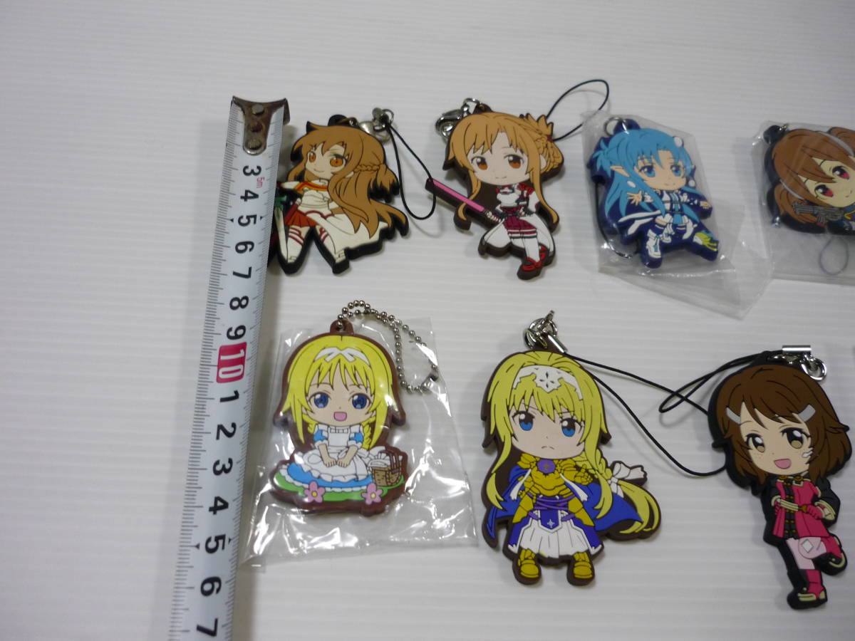 【送料無料】アニメグッズ 8個セット ソードアート・オンライン ストラップ / まとめ ラバー アスナ アリス シリカ リズベット SAO