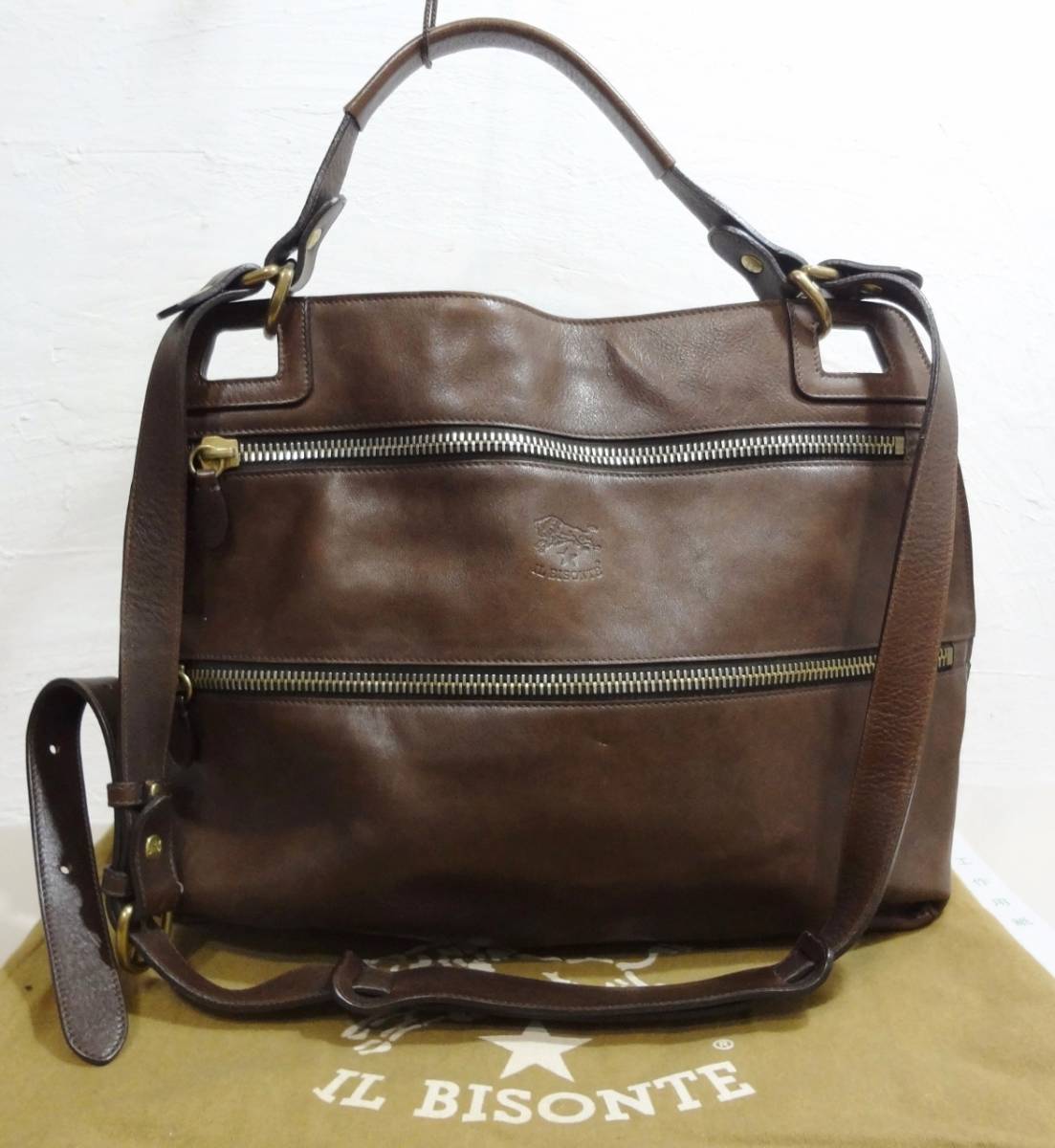 爆熱 【良品 希少】IL BISONTE 黒 イルビゾンテ オールレザー トート