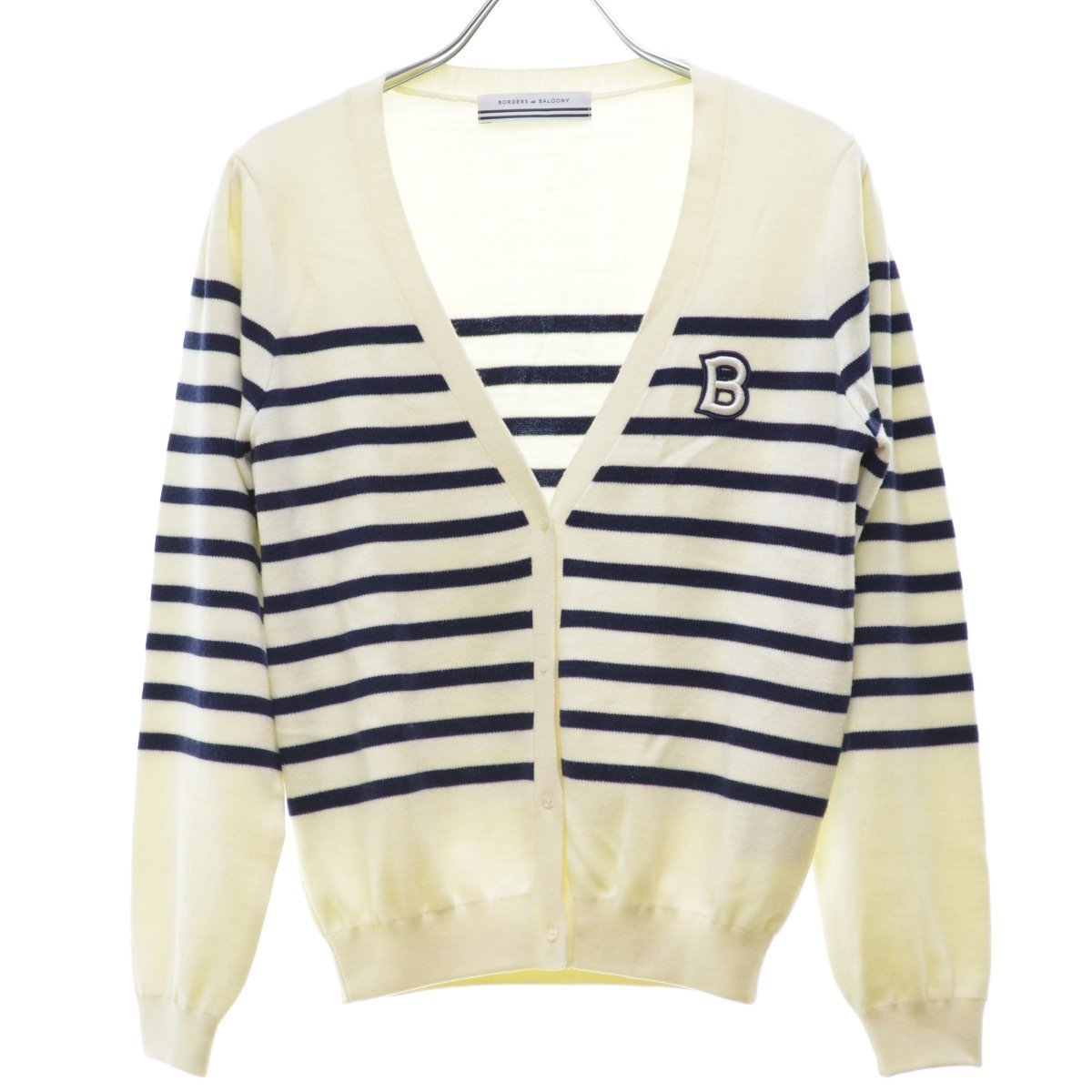 【36】BORDERS at BALCONY / ボーダーズ アット バルコニー 21AW BD2121-1A-04 WOOLSILK TEAM CARDIGAN ウールシルクチームカーディガン_画像1