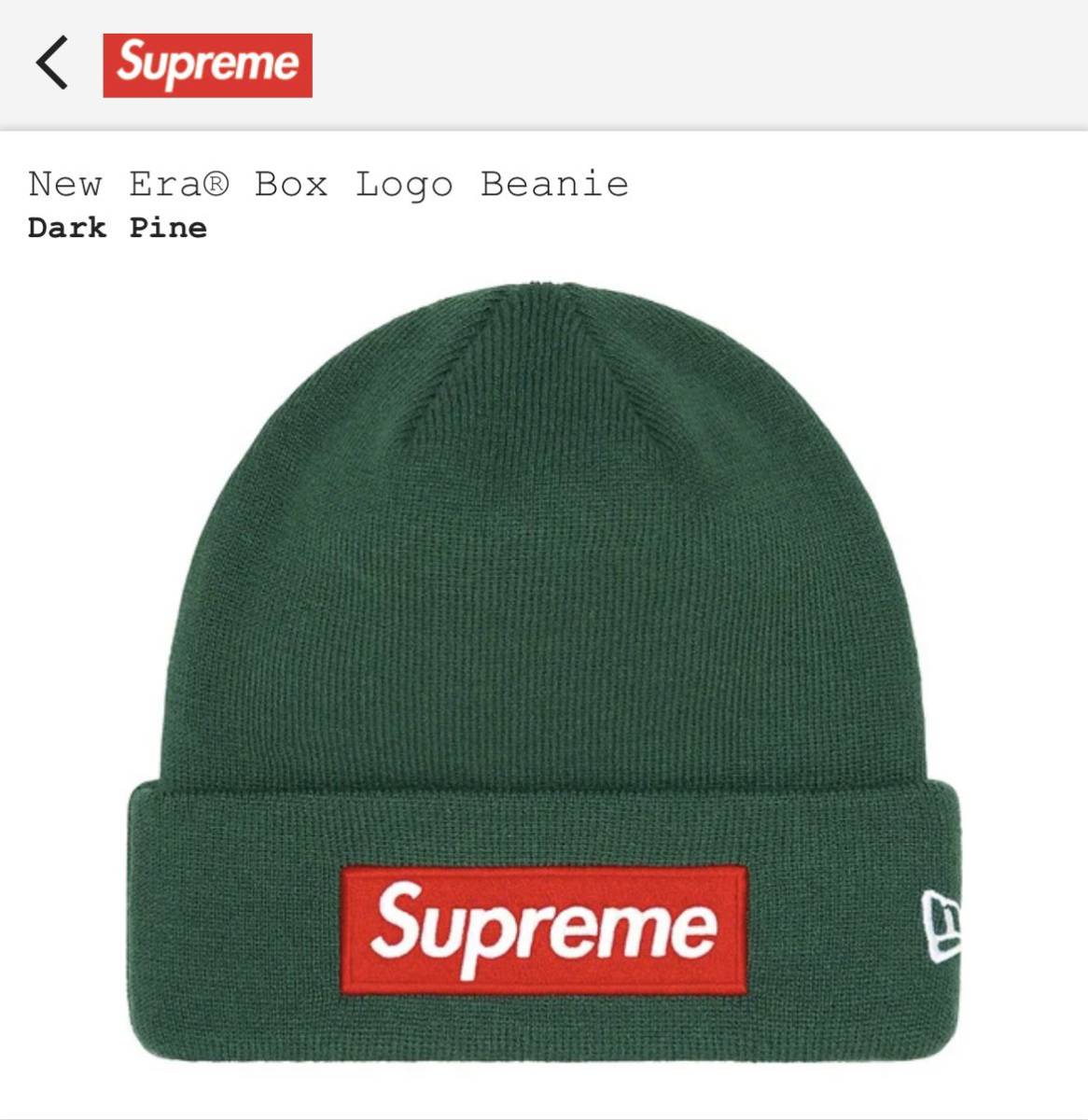 Supreme New Era Box Logo Beanie Dark Pine シュプリーム ニューエラ