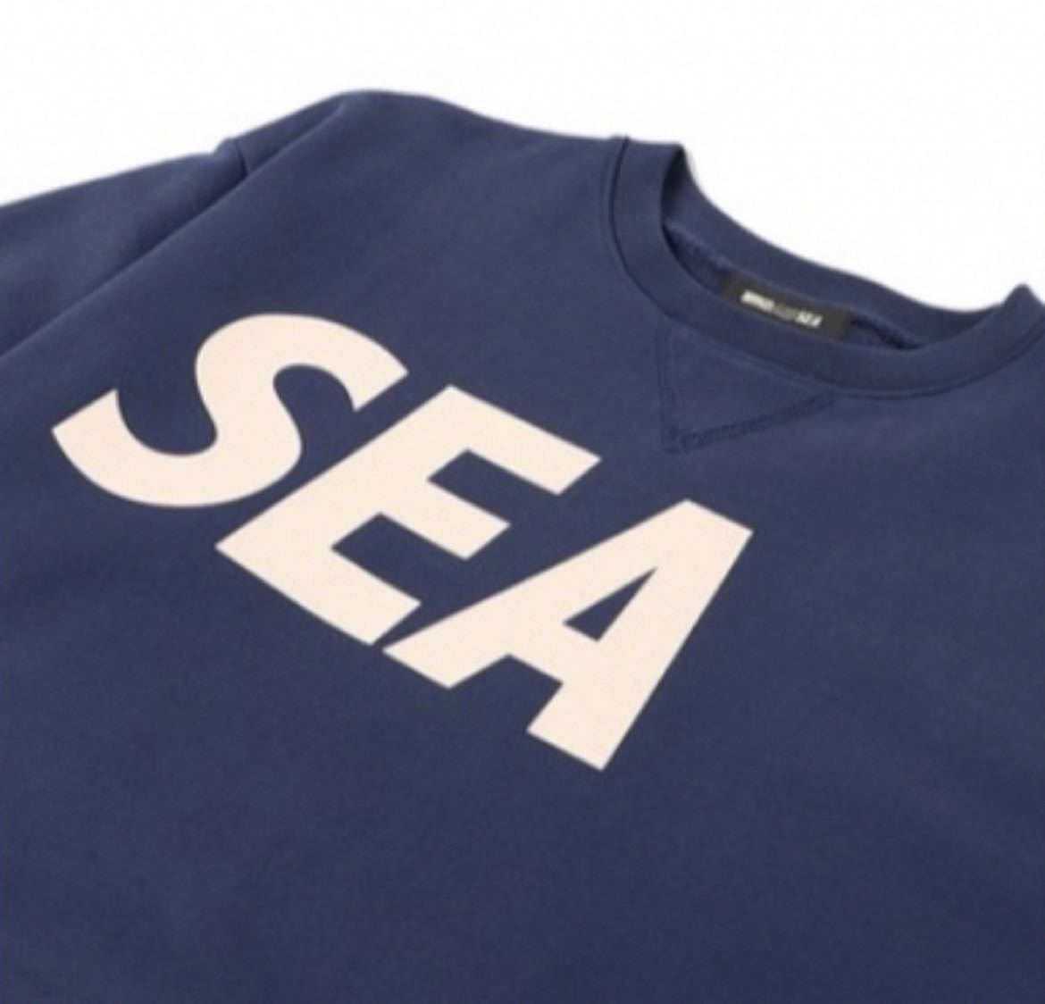 WIND AND SEA Crew neck Sweatshirt Navy_Ecru XLサイズ ウィン