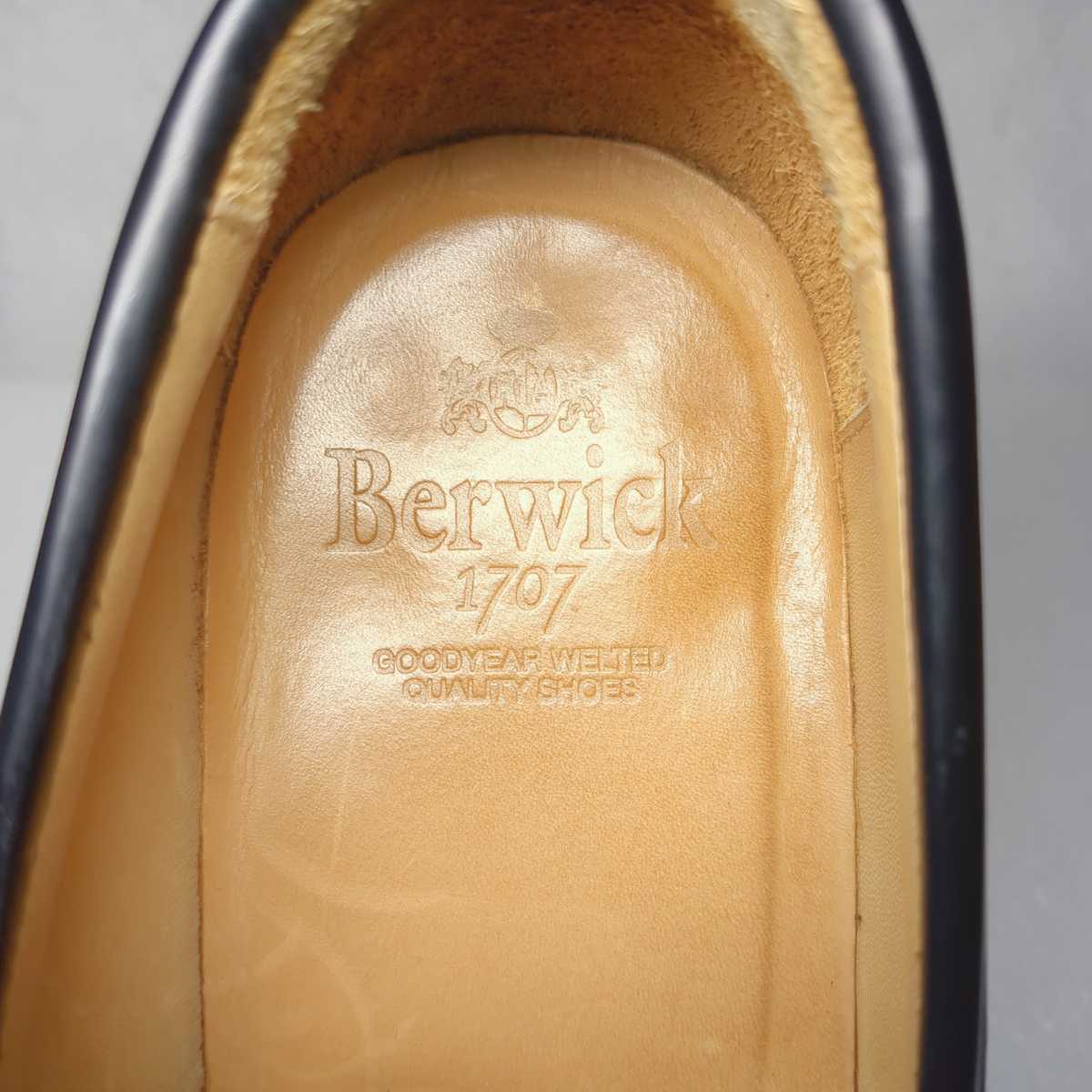 極美品 Berwick バーウィック コインローファー UK8 26.5cm ブラック 黒 ビジネスシューズ 革靴_画像10