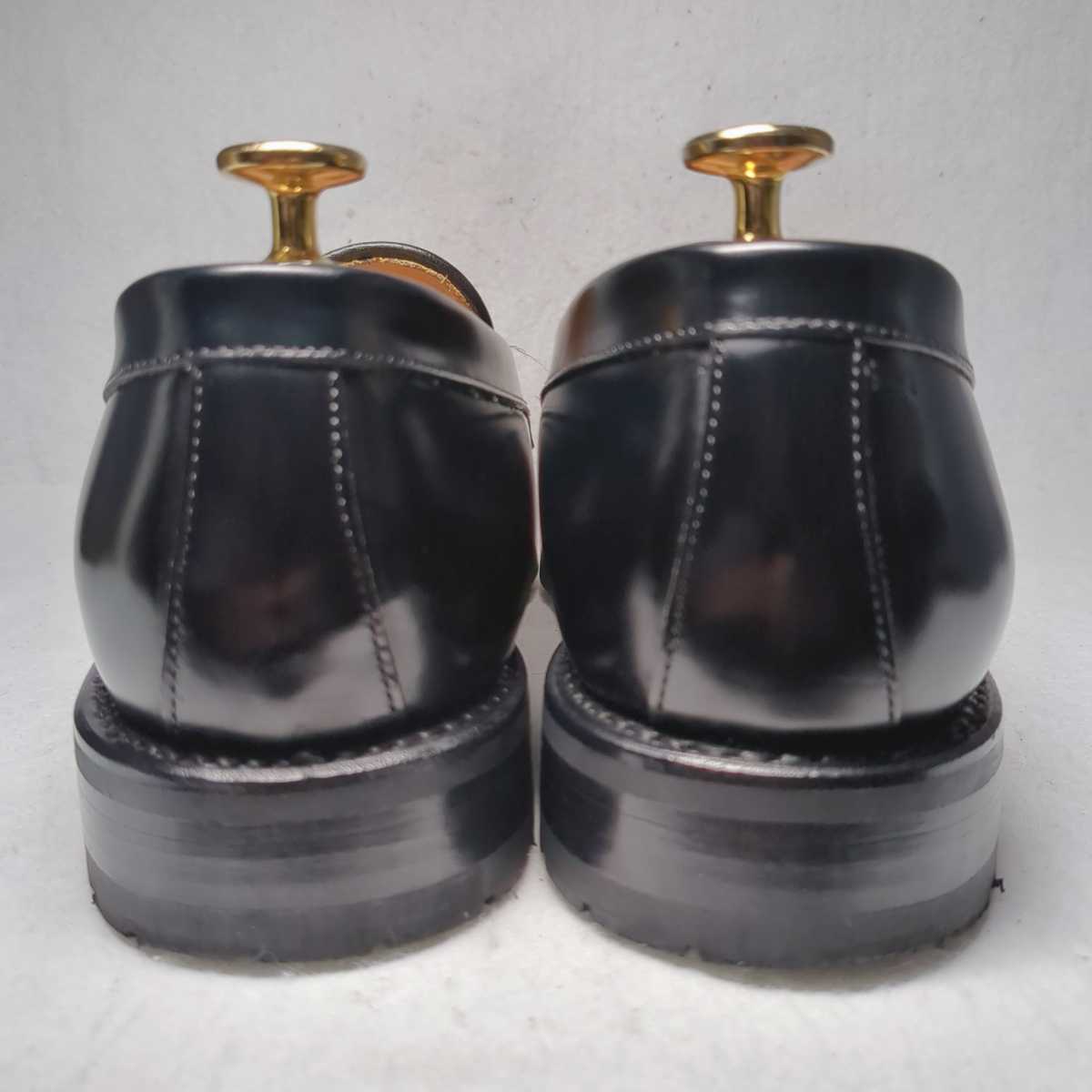 極美品 Berwick バーウィック コインローファー UK8 26.5cm ブラック 黒 ビジネスシューズ 革靴_画像6