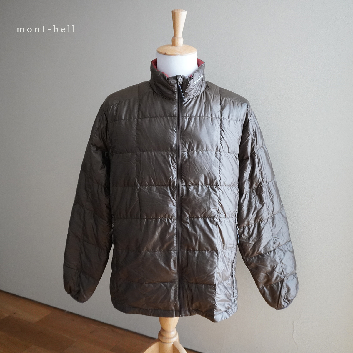 良品 モンベル mont-bell ライト ダウン ジャケット メンズ XL ブラウン 茶 アウター アウトドア 登山 キャンプ スポーツ_画像1