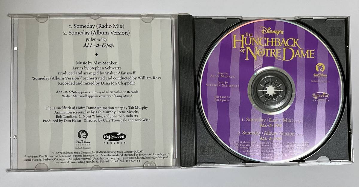 輸入盤CD ノートルダムの鐘 someday ALL-A-ONE THE HUNCHBACK OF NOTRE DAME ディズニーの画像3