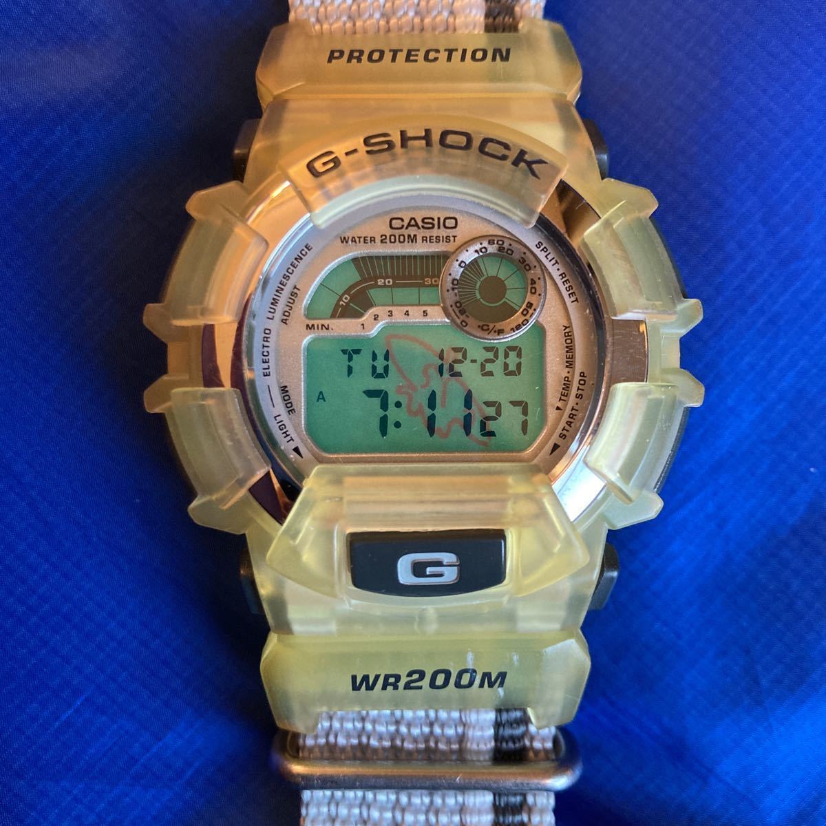 ☆★即決有★☆限定 サーフィン US OPEN SURFING G-SHOCK DW-9500 ELライトにサーファー ベゼル スケルトンx ベルト 灰色 Gショック☆_画像1