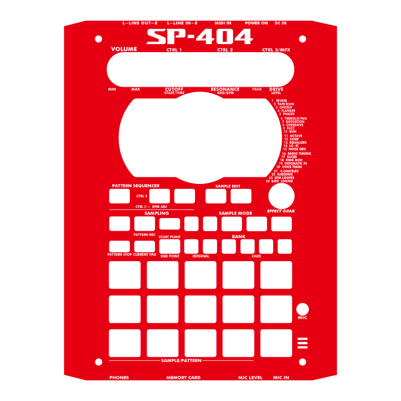 ローランド SP-404 カスタムスキン 赤 白文字 サンプラー スキンシール ステッカー Roland SP-404 カバー本体は付属しませんの画像1