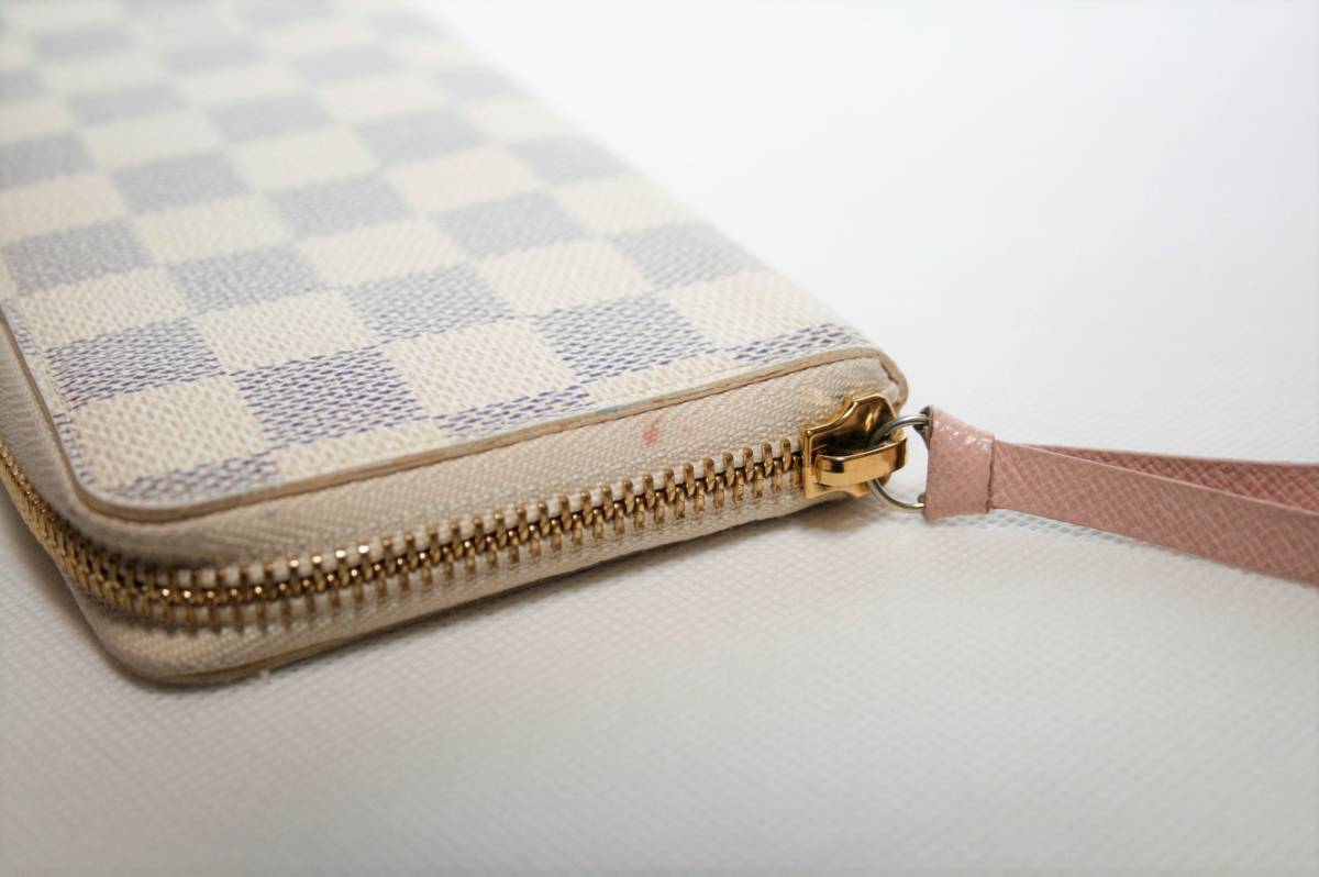 美品　LOUIS VUITTON　ルイヴィトン　ポルトフォイユ　クレマンス　ダミエアズール　内側ピンクカラー　長財布　　N61264_レーン汚れ