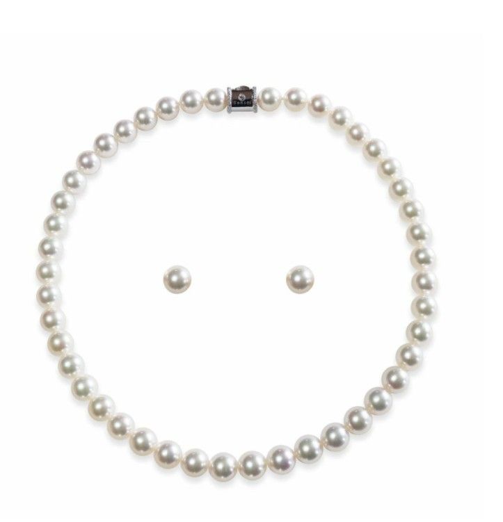 8.0~8.5mm アコヤ真珠 ネックレス ピアスorイヤリングセット アコヤ ...
