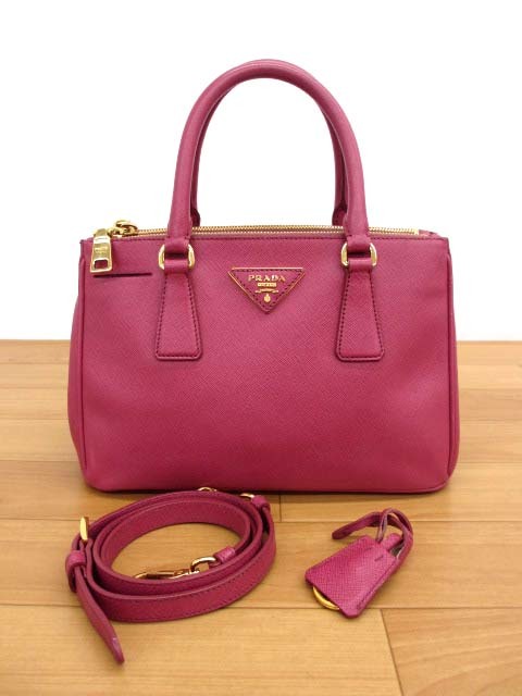 定番 prada 美品 2way ピンク サフィアーノ ガレリア ハンドバッグ