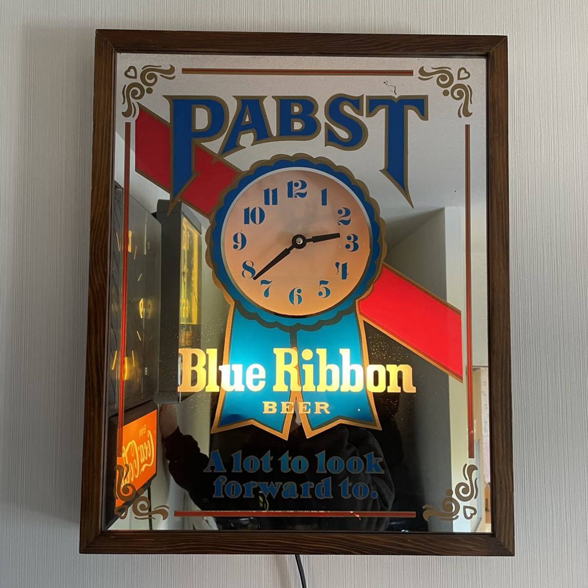 ビンテージ アンティーク PABST パブスト 掛け時計 パブミラー ランプ